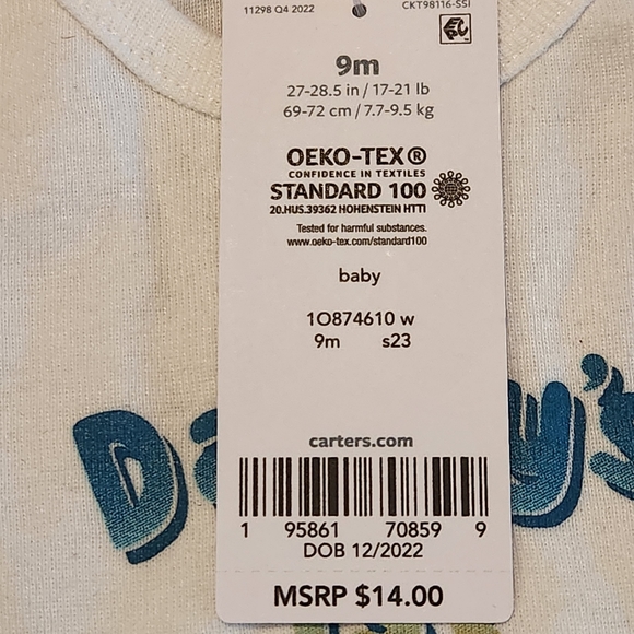 NWT Carter's 1st Father's Day Onsie & Love Dad Onsie bundle Size 9 & 6 months - Picture 3 of 5